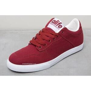 Alife NYC Red Canvas LaceUp Low Sneakers White Sole Mens, US 8.5